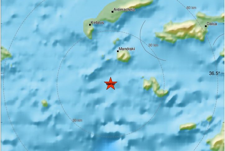 Νέος σεισμός 4,4 Ρίχτερ ανοιχτά της Νισύρου