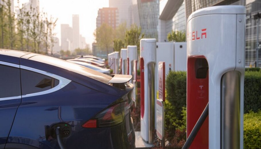 Φόρτιση ηλεκτρικού αυτοκινήτου Tesla © Eurokinissi
