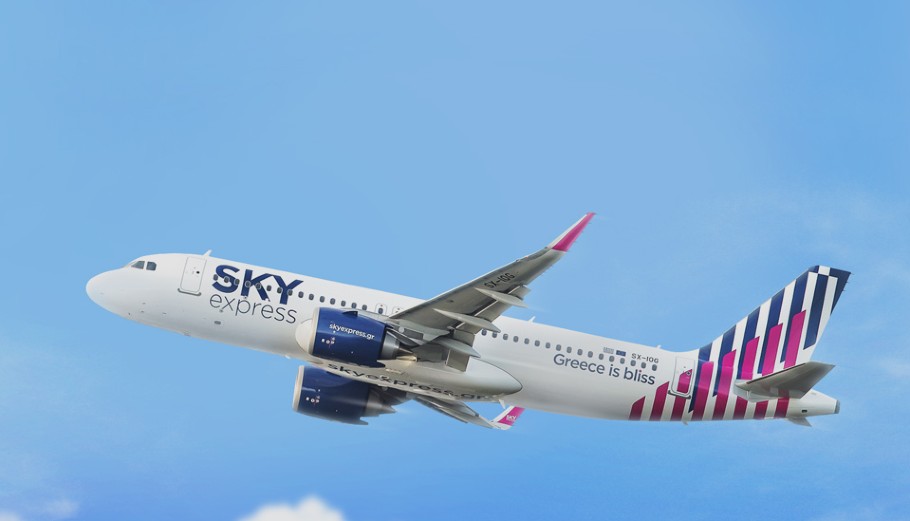 O πράσινος στόλος της Sky Express διαθέτει και το υπερσύγχρονο Airbus A320neo © skyexpress.gr