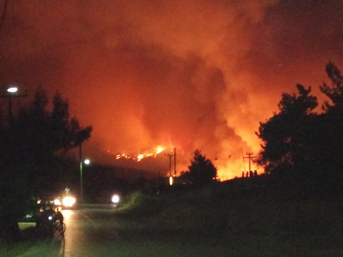 Μάχη με τις φλόγες στα Βίλια – Υπό έλεγχο η φωτιά στην Κερατέα