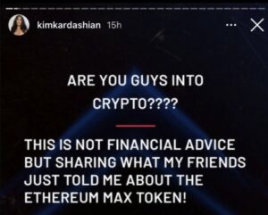 Η ανάρτηση σε story της Κιμ Καρντάσιαν για το Ethereum Max