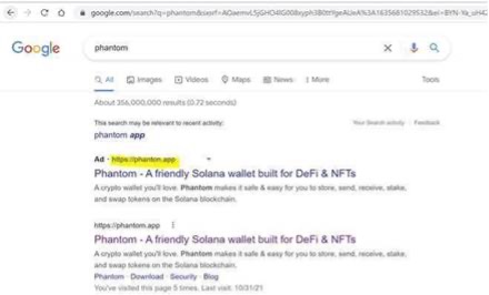 Γράφημα 1. Phishing Ad of Phantom Wallet
