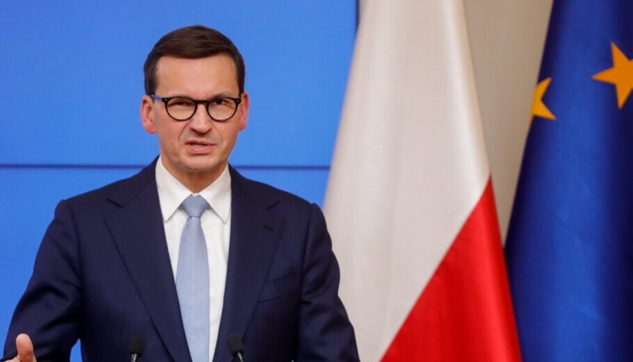 O Πολωνός πρωθυπουργός Ματέους Μοραβιέτσκι© EPA/STEPHANIE LECOCQ