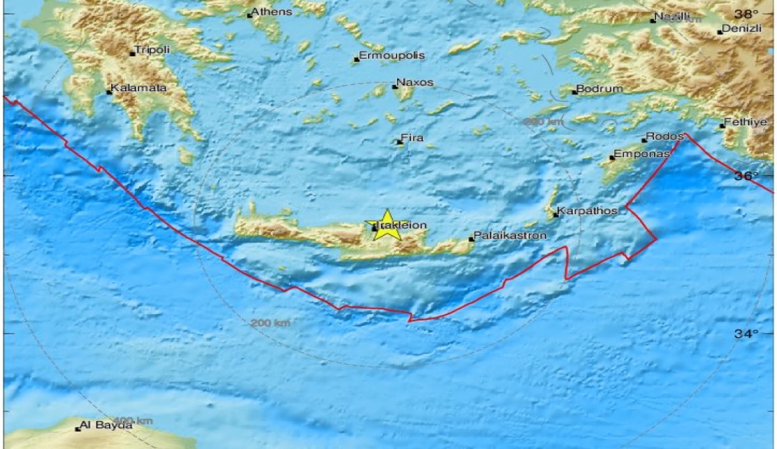 Ηράκλειο: Τρεις σεισμικές δονήσεις μέσα σε δεκαπέντε λεπτά