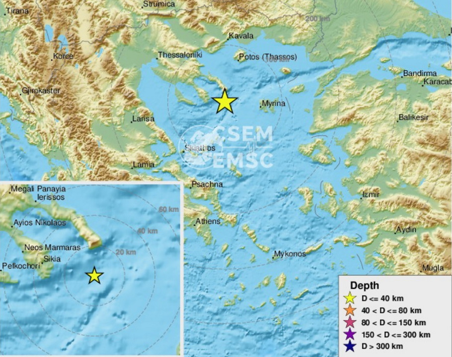 Σεισμός 5,4 Ρίχτερ ανοιχτά της Χαλκιδικής