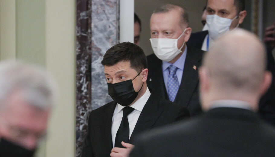 Ερντογάν και Ζελένσκι στο Κίεβο, EPA/SERGEY DOLZHENKO