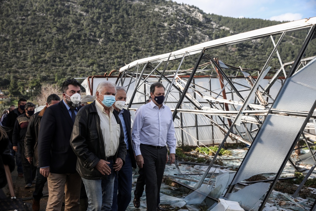 Επίσκεψη του υπουργού Αγροτικής Ανάπτυξης και Τροφίμων Σπήλιου Λιβανού στον Μαραθώνα ©Eurokinissi