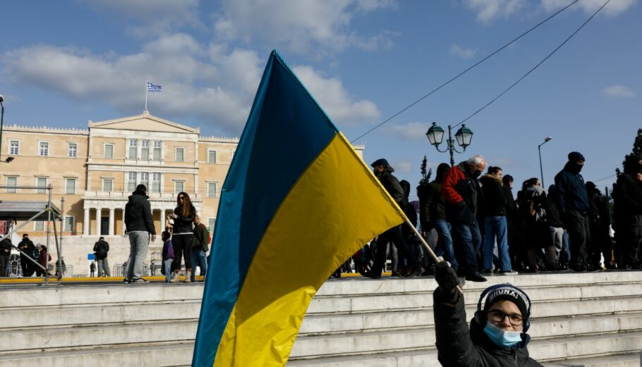 Συγκέντρωση διαμαρτυρίας κατά του πολέμου στην Ουκρανία © Eurokinissi