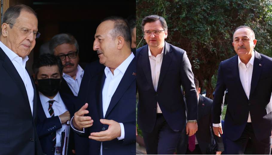 Ο Μεβλούτ Τσαβούσογλου με τους Σεργκέι Λαβρόφ και Ντίμτρι Κουλέμπα © EPA/RUSSIAN FOREIGN AFFAIRS MINISTRY / HANDOUT MANDATORY CREDIT HANDOUT EDITORIAL USE ONLY/NO SALES / EPA/TURKISH FOREIGN MINISTRY HANDOUT HANDOUT EDITORIAL USE ONLY/NO SALES/ Powergame.gr