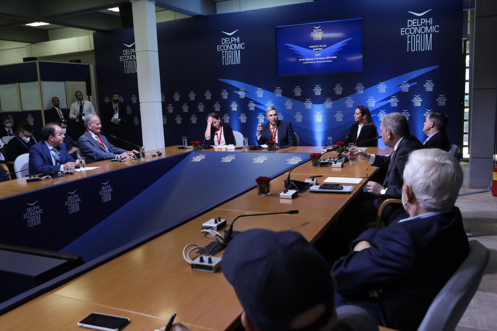 Στιγμιότυπο από τη συζήτηση για την ελληνική ναυτιλία στο 7ο Οικονομικό Φόρουμ Δελφών ©Delphi Economic Forum