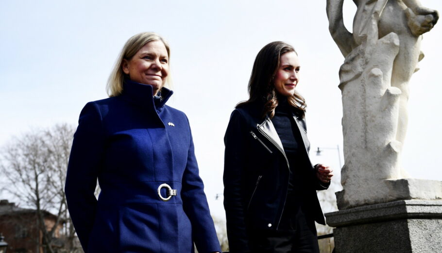 Οι πρωθυπουργού Φινλανδία και Σουηδίας, Σάνα Μαρίν και Μαγκνταλένα Άντερσον © EPA/PAUL WENNERHOLM SWEDEN OUT