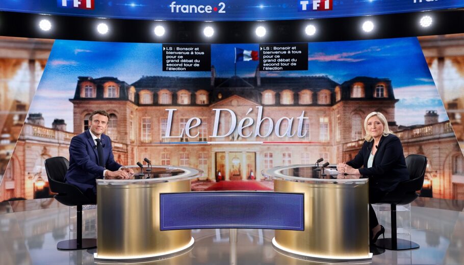 Το debate ανάμεσα σε Εμανουέλ Μακρόν και Μαρίν Λε Πεν λίγες ημέρες πριν τον 2ο γύρο των Προεδρικών εκλογών στην Γαλλία © EPA/LUDOVIC MARIN / POOL MAXPPP OUT