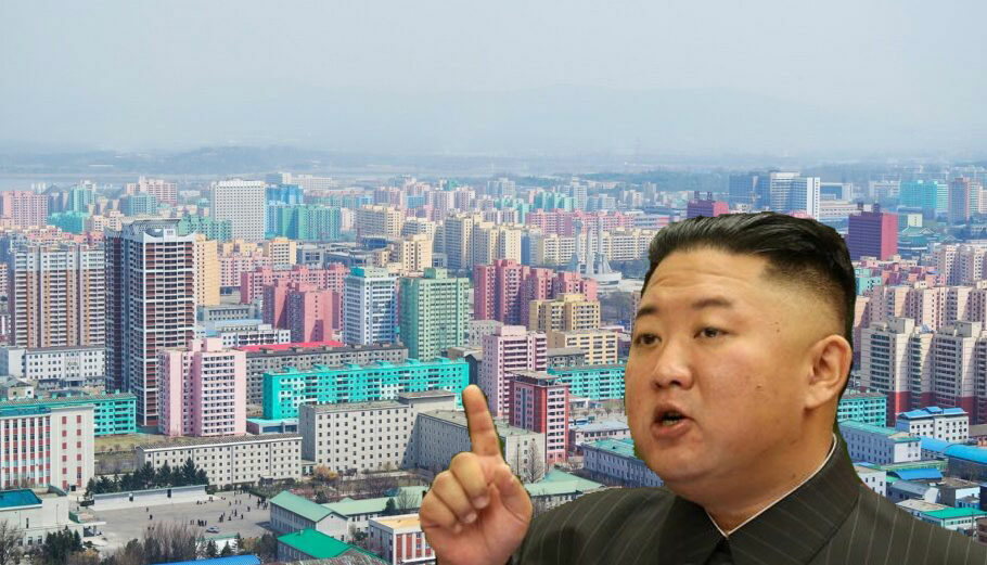 Ο Κιμ Γιονγκ Ουν με φόντο την πρωτεύουσα της Βόρειας Κορέας, Πιονγιάνγκ © Unsplash - ©EPA/KCNA EDITORIAL USE ONLY