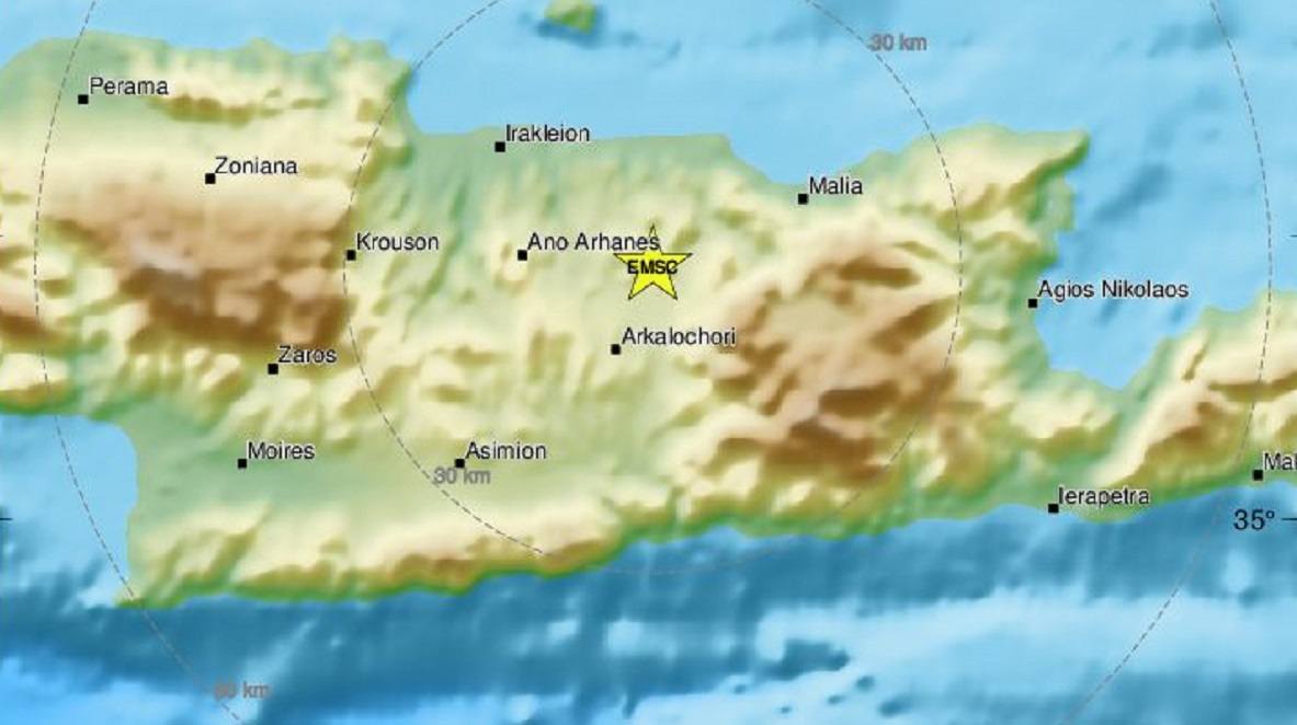 Σεισμός 3,9 Ρίχτερ στο Ηράκλειο