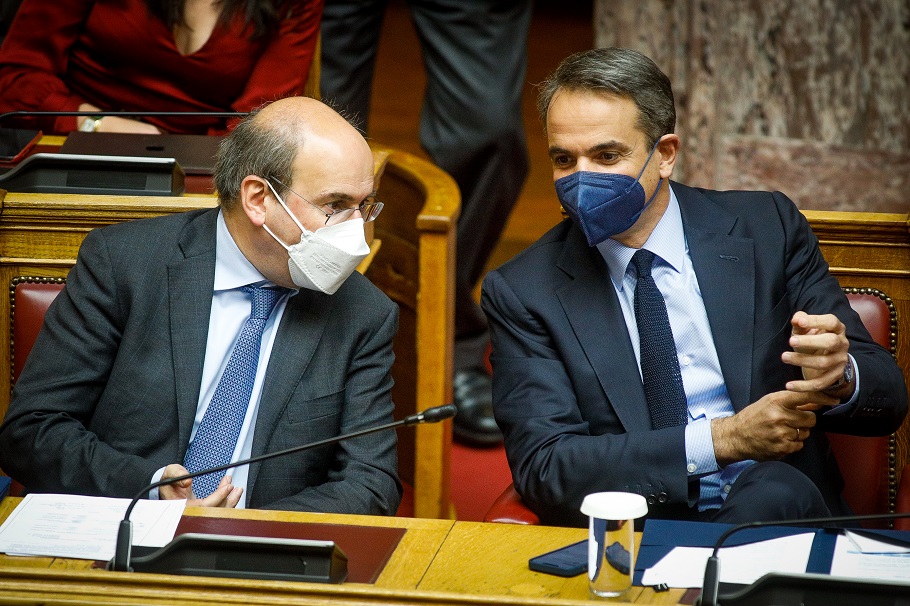Κυριάκος Μητσοτάκης και Κωστής Χατζηδάκης στη Βουλή @Eurokinissi