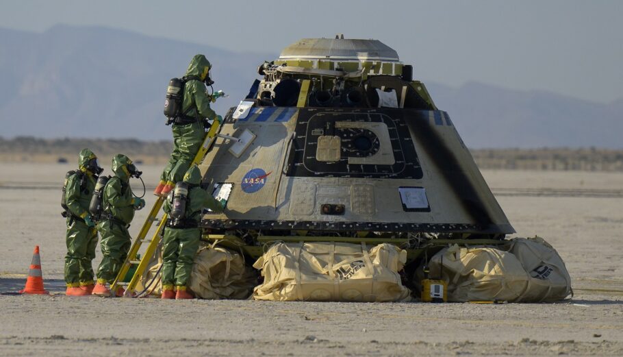 Η διαστημική κάψουλα CST-100 Starliner ©EPA/BILL INGALLS / NASA / HANDOUT HANDOUT EDITORIAL USE ONLY/NO SALES