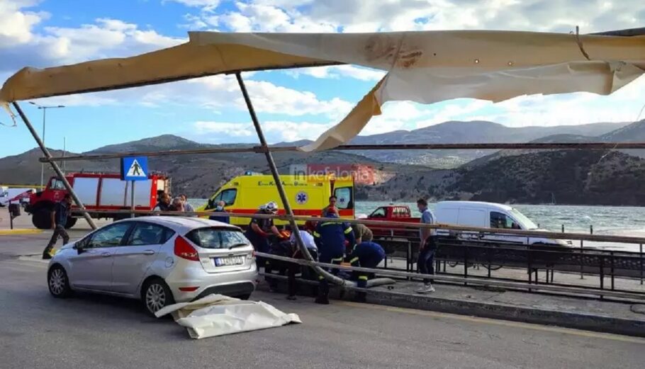 Στέγαστρο ξηλώθηκε από τους δυνατούς ανέμους στην Κεφαλονιά© https://www.inkefalonia.gr/