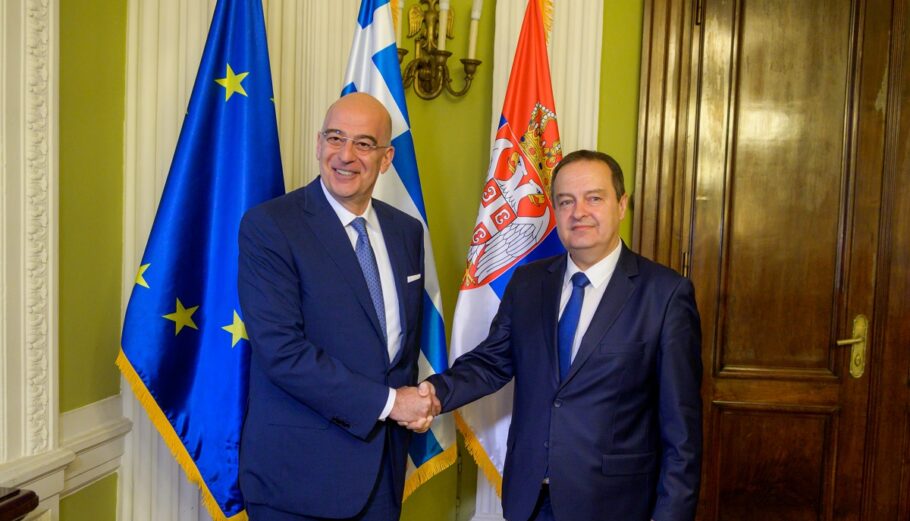 Συνάντηση του υπουργού Εξωτερικών Νίκου Δένδια με τον Πρόεδρο της Εθνοσυνέλευσης της Σερβίας, I. Dacic. (ΥΠ. ΕΞΩΤΕΡΙΚΩΝ/EUROKINISSI)