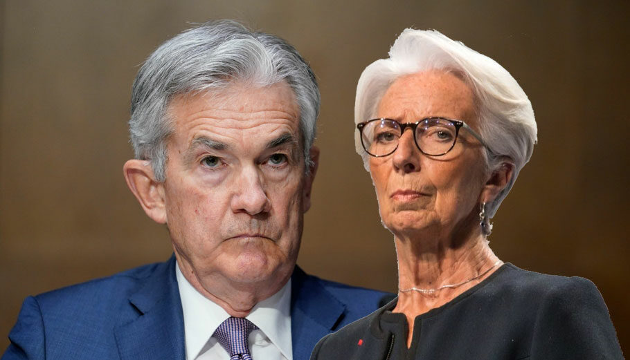 Οι επικεφαλης των Fed και ΕΚΤ, Τζέρομ Πάουελ και Κριστίν Λαγκάρντ © © EPA/SUSAN WALSH/ POOL - EPA/CHRISTOPHE PETIT TESSON – PowerGame.gr