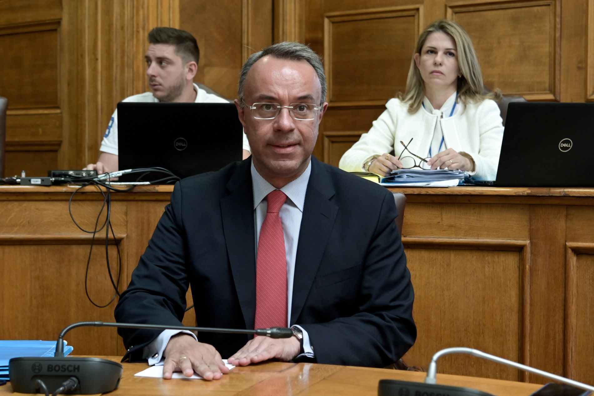 Ο Χρ. Σταϊκούρας στην Επιτροπή Οικονομικών Υποθέσεων της Βουλής ©Eurokinissi