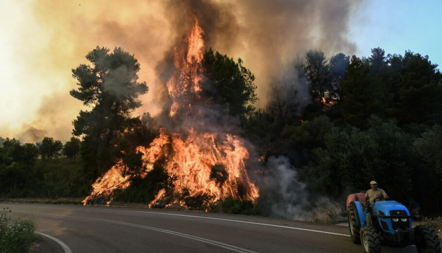 Σε εξέλιξη μεγάλη πυρκαγιά στα Κρέστενα στην Ηλεία © Eurokinissi