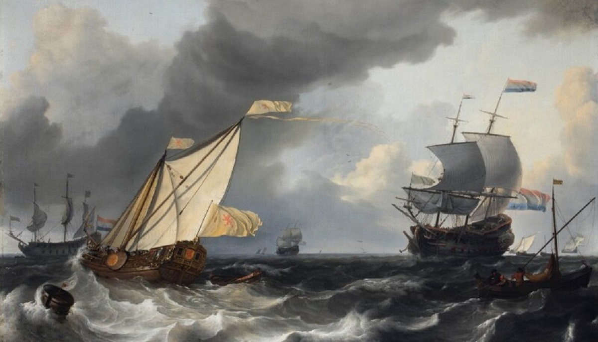 Ο πίνακας του Backhuysen «A States yacht and other ships on the sea in stormy weather» 