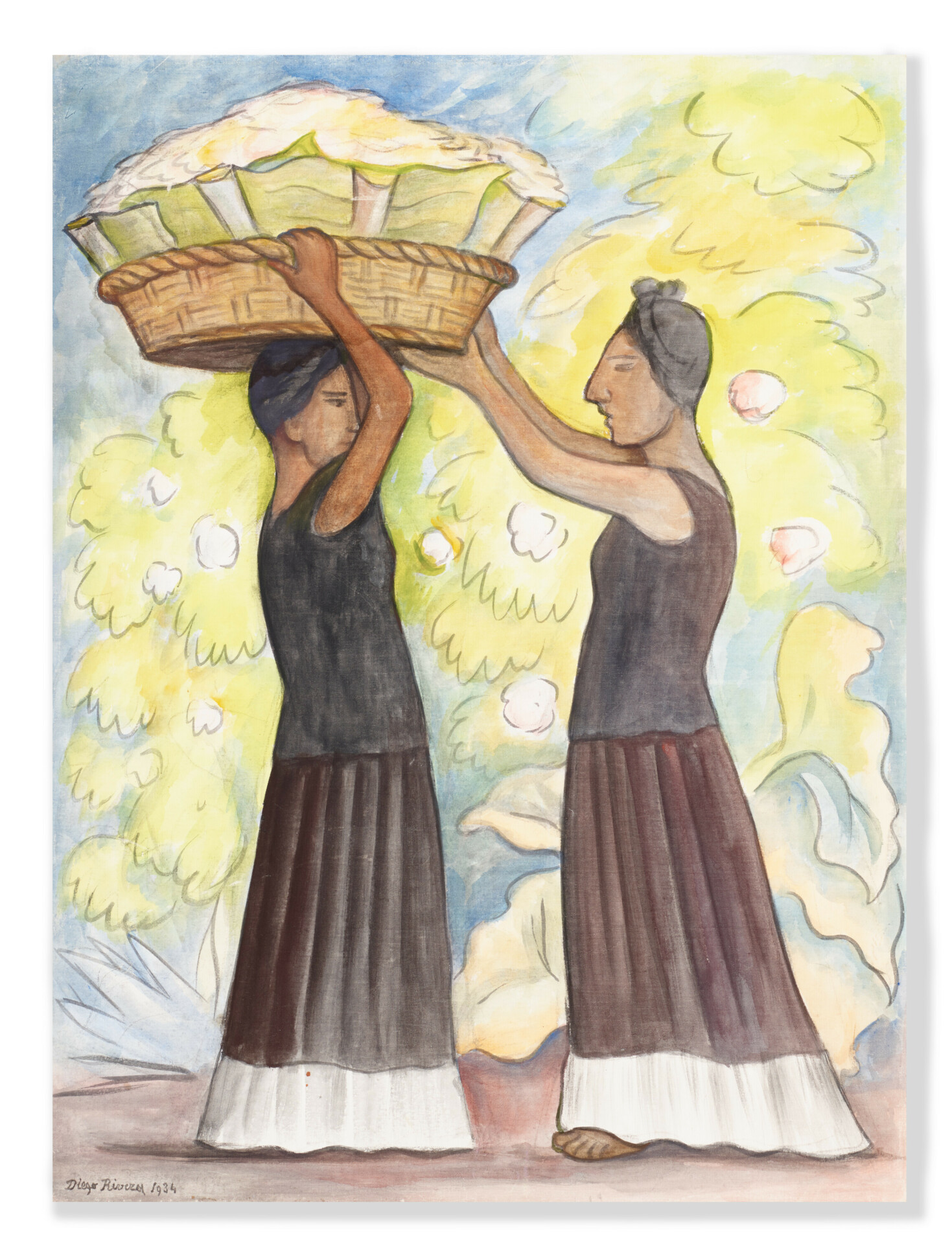Diego Rivera (1886-1957), Tehuanas cargando una canasta (Tehuanas carrying a basket)