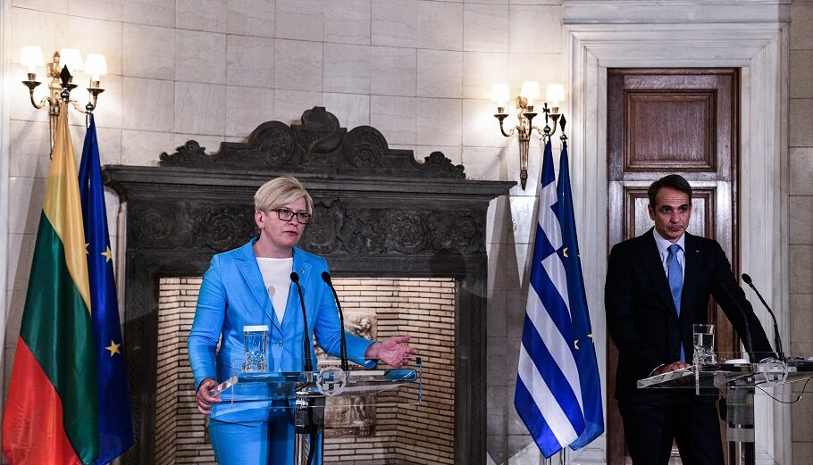 Συνάντηση του Πρωθυπουργού Κυριάκου Μητσοτάκη με την Πρωθυπουργό της Λιθουανίας, Ingrida Simonyte, © Eurokinissi