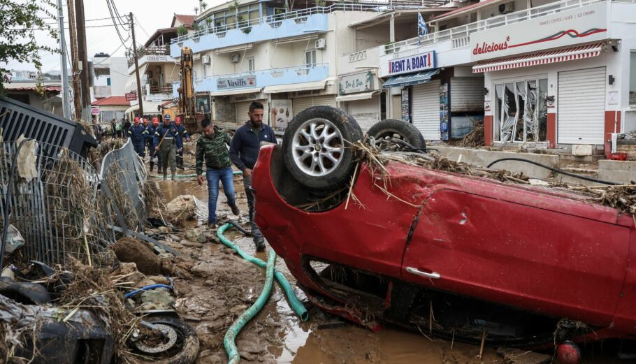 Στιγμιότυπο από την πρόσφατη πλημμύρα στην Κρήτη ©Eurokinissi