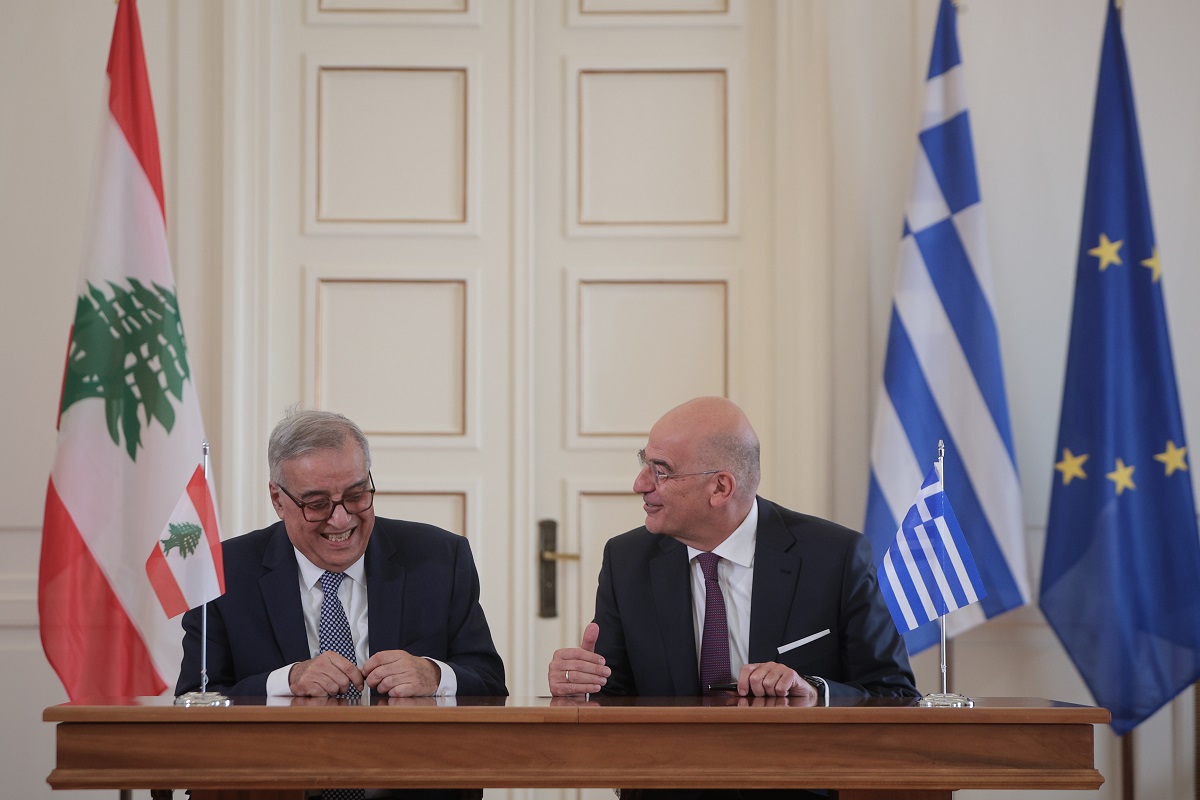 Συνάντηση του υπουργού Εξωτερικών, Νίκου Δένδια, με τον υπουργό Εξωτερικών της Δημοκρατίας του Λιβάνου, Abdallah Bou Habib στην Αθήνα