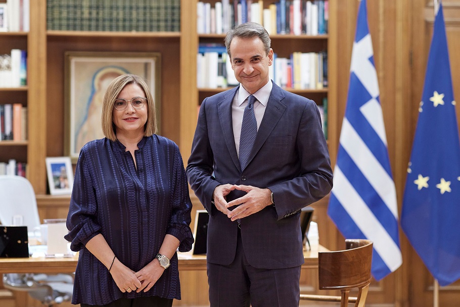 Η Μαρία Σπυράκη και ο Κυριάκος Μητσοτάκης© Γραφείο Τύπου του Πρωθυπουργού