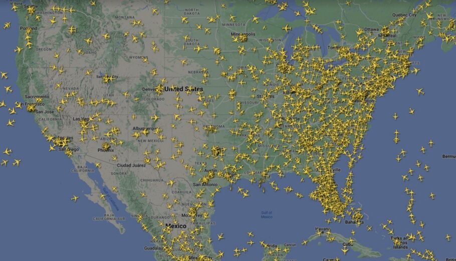 Καθηλωμένα εκατοντάδες αεροσκάφη λόγω τεχνικού προβλήματος στις ΗΠΑ © twitter.com/flightradar24