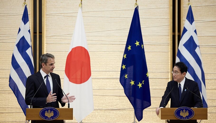 Επίσκεψη του Πρωθυπουργού Κυριάκου Μητσοτάκη στην Ιαπωνία, Δευτέρα 30 Ιανουαρίου 2023. Συνάντηση με τον Ιάπωνα Πρωθυπουργό, Fumio Kishida στο Πρωθυπουργικό Μέγαρο, στο Τόκυο. (ΔΗΜΗΤΡΗΣ ΠΑΠΑΜΗΤΣΟΣ/ΓΡΑΦΕΙΟ ΤΥΠΟΥ ΠΡΩΘΥΠΟΥΡΓΟΥ/EUROKINISSI)