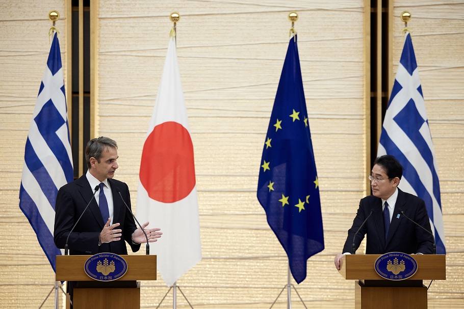 Επίσκεψη του Πρωθυπουργού Κυριάκου Μητσοτάκη στην Ιαπωνία, Δευτέρα 30 Ιανουαρίου 2023. Συνάντηση με τον Ιάπωνα Πρωθυπουργό, Fumio Kishida στο Πρωθυπουργικό Μέγαρο, στο Τόκυο. (ΔΗΜΗΤΡΗΣ ΠΑΠΑΜΗΤΣΟΣ/ΓΡΑΦΕΙΟ ΤΥΠΟΥ ΠΡΩΘΥΠΟΥΡΓΟΥ/EUROKINISSI)