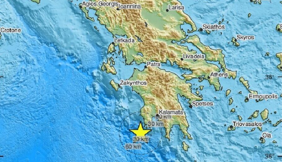 Σεισμός ανοιχτά της Μεσσηνίας © twitter.com/LastQuake