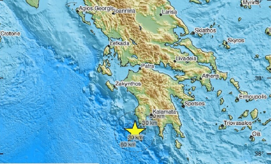 Σεισμός 4,3 Ρίχτερ ανοιχτά της Μεσσηνίας