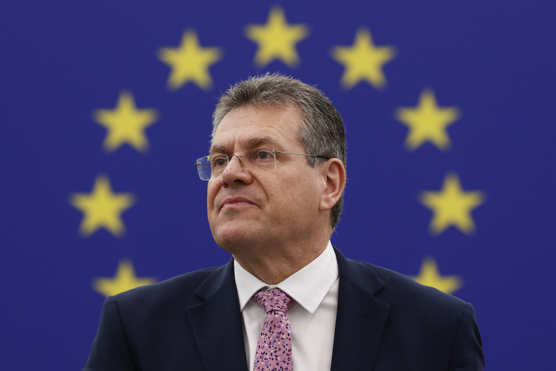 Ο Αντιπρόεδρος της Ευρωπαϊκής Επιτροπής για τις Διοργανικές Σχέσεις και την Διεύρυνση Προοπτικών, Μάρος Σέφτσοβιτς © EPA/JULIEN WARNAND