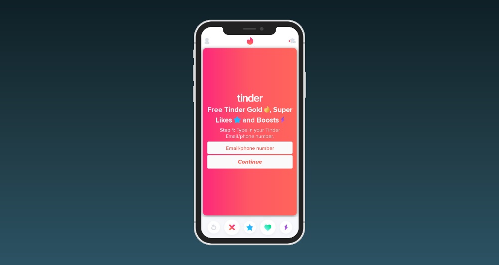 Παράδειγμα phishing σελίδας που παριστάνει το Tinder @ Kaspersky