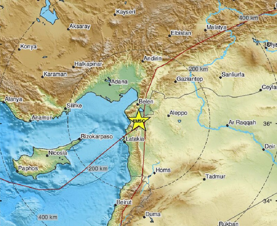 Το επίκεντρο της νέας σεισμικής δόνησης©emsc-csem.org