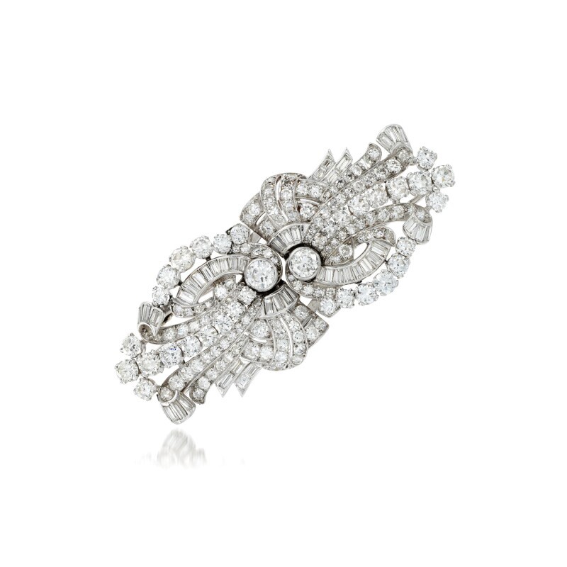 Καρφίτσα (double clip) από λευκά διαμάντια © Sotheby's