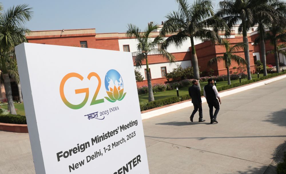 epa10498212 Γενική άποψη έξω από το χώρο της συνόδου των υπουργών Εξωτερικών της G20 στο Νέο Δελχί, Ινδία, 02 Μαρτίου 2023. Η σύνοδος των υπουργών Εξωτερικών της G20 πραγματοποιείται στο Νέο Δελχί υπό την προεδρία της Ινδίας. EPA/HARISH TYAGI