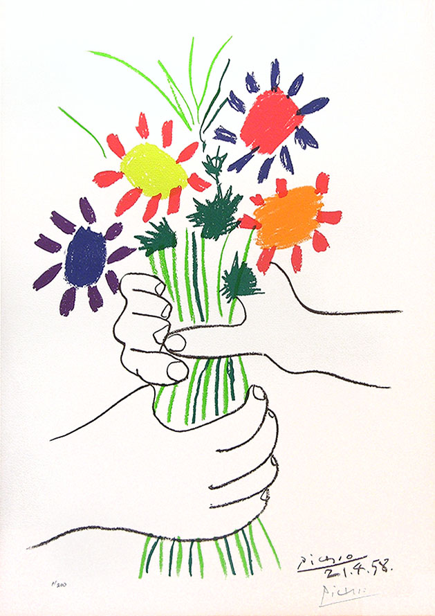 Bouquet of Peace © www.masterworksfineart.com/artists/pablo-picasso/lithograph/bouquet-of-peace-1958-2/id/w-2371