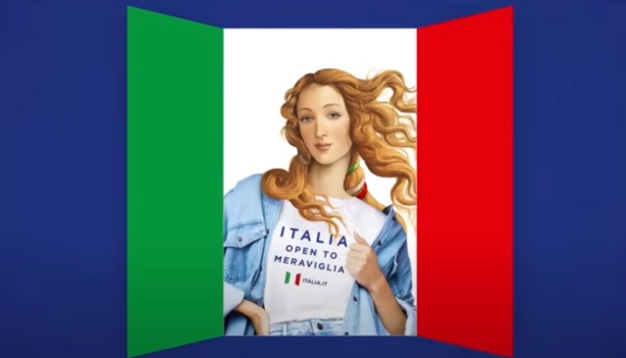 Η Αφροδίτη του Μποτιτσέλι ως Influencer σε διαφημιστική τουριστική καμπάνια της Ιταλίας © YouTube/screenshot