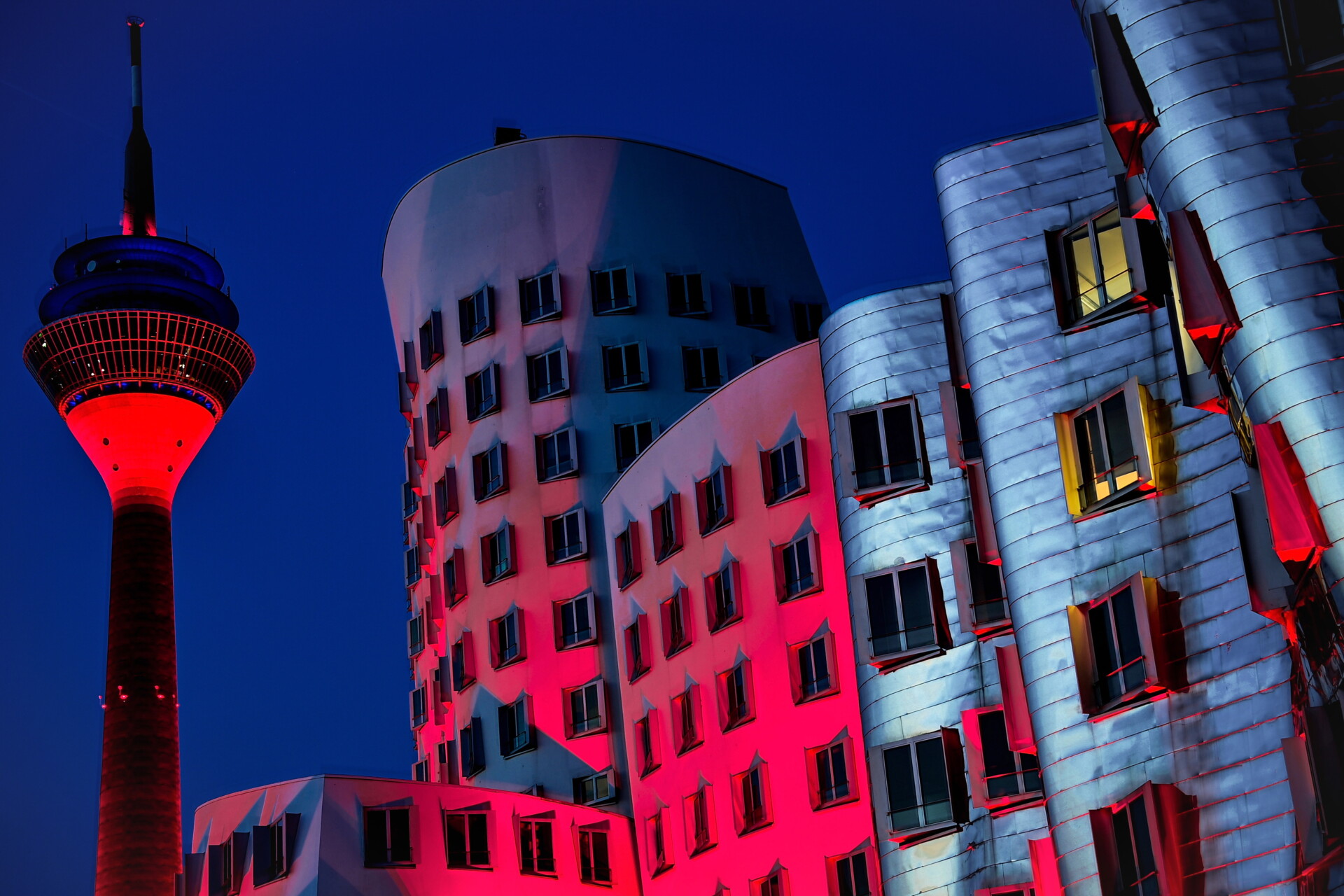  Media Harbour on the Rhine Tower © EPA/SASCHA STEINBACH