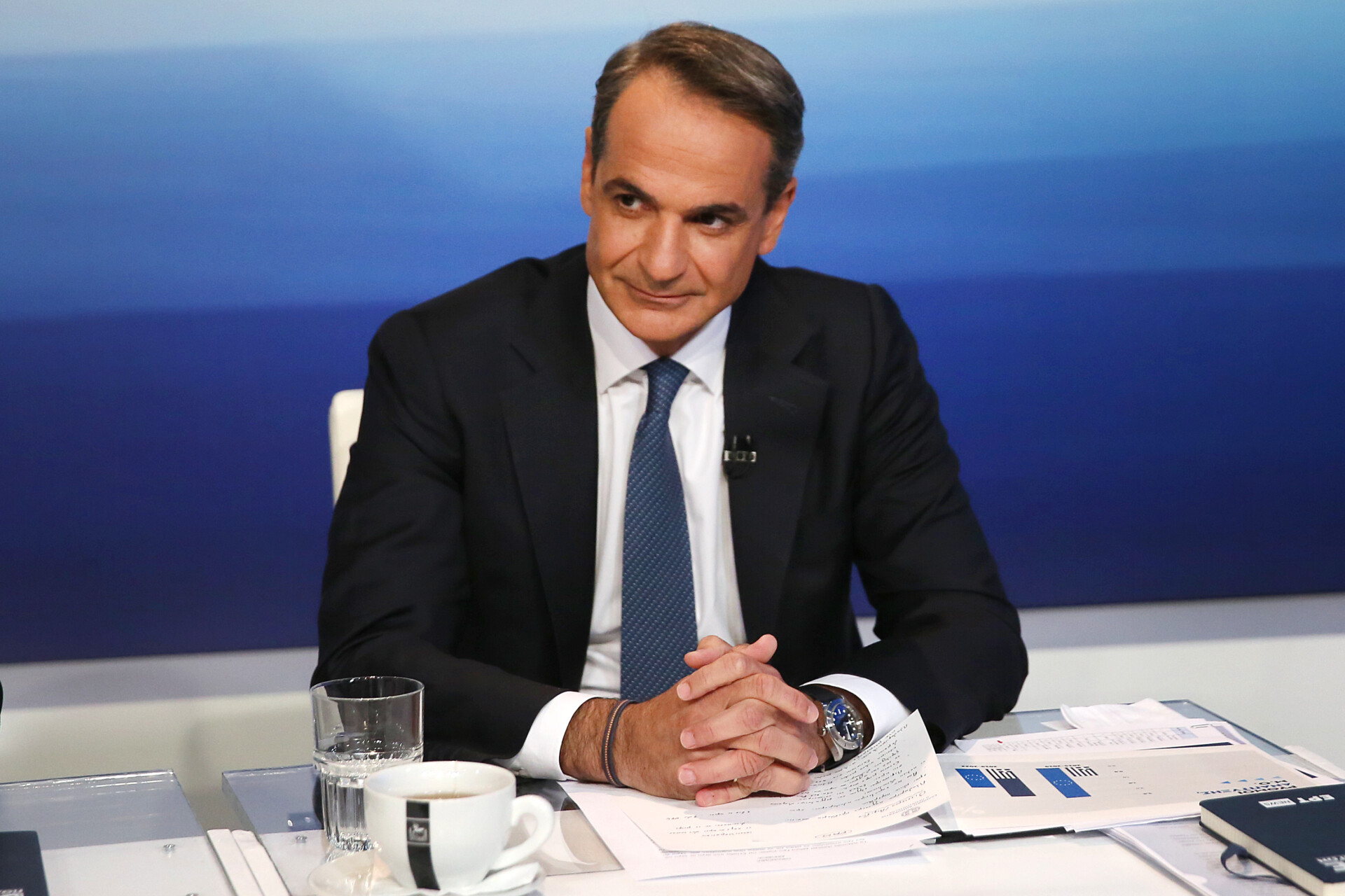 Ο Κυριάκος Μητσοτάκης στο debate των πολιτικών αρχηγών © INTIME