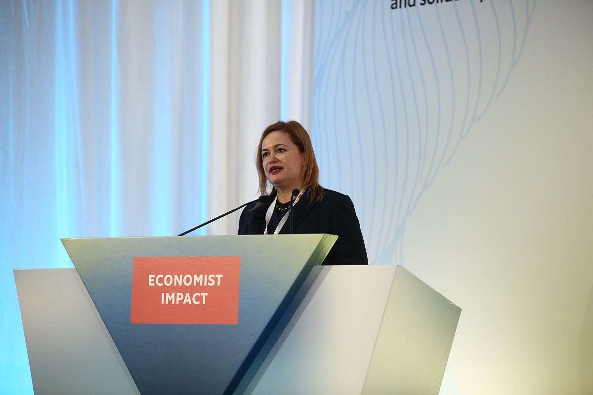 Η CEO της IGGB, Τεοντόρα Γκεοργκίεβα © ΑΠΕ-ΜΠΕ/Economist Impact/ΑΧΙΛΛΕΑΣ ΧΗΡΑΣ