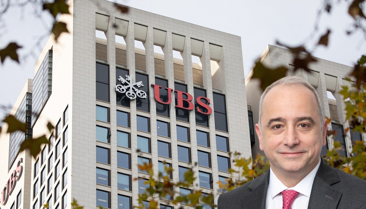 Γιώργος Αθανασόπουλος, ένας από τους επικεφαλής του τομέα διεθνών αγορών στην UBS και το κτίριο της UBS © EPA/ANDRE PAIN / licdn.com / Powergame.gr