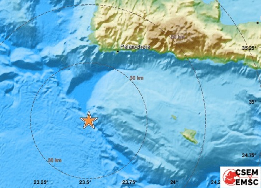 Σεισμός 4,4 Ρίχτερ στην Κρήτη – Ταρακουνήθηκαν τα Χανιά