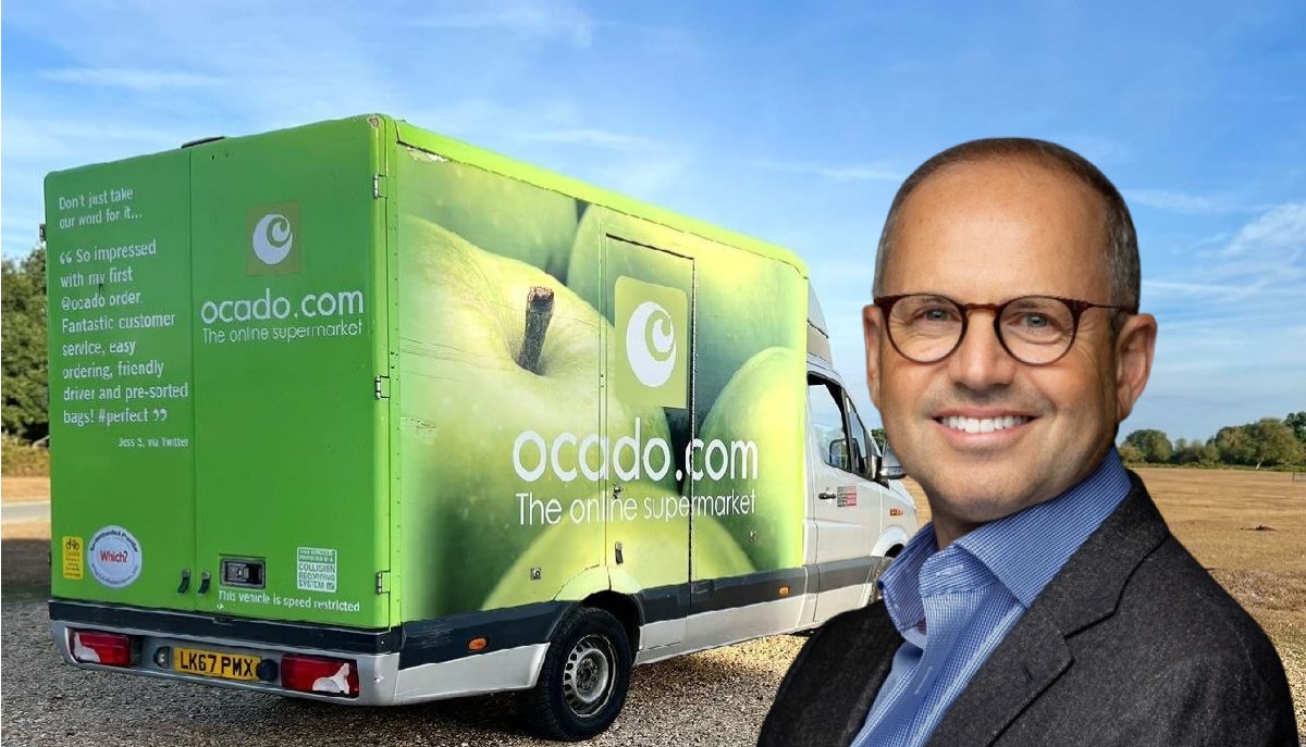 Τα βρετανικά online super market Ocado και ο CEO Τιμ Στάινερ © storageocadoprod.blob.core / PowerGame.gr