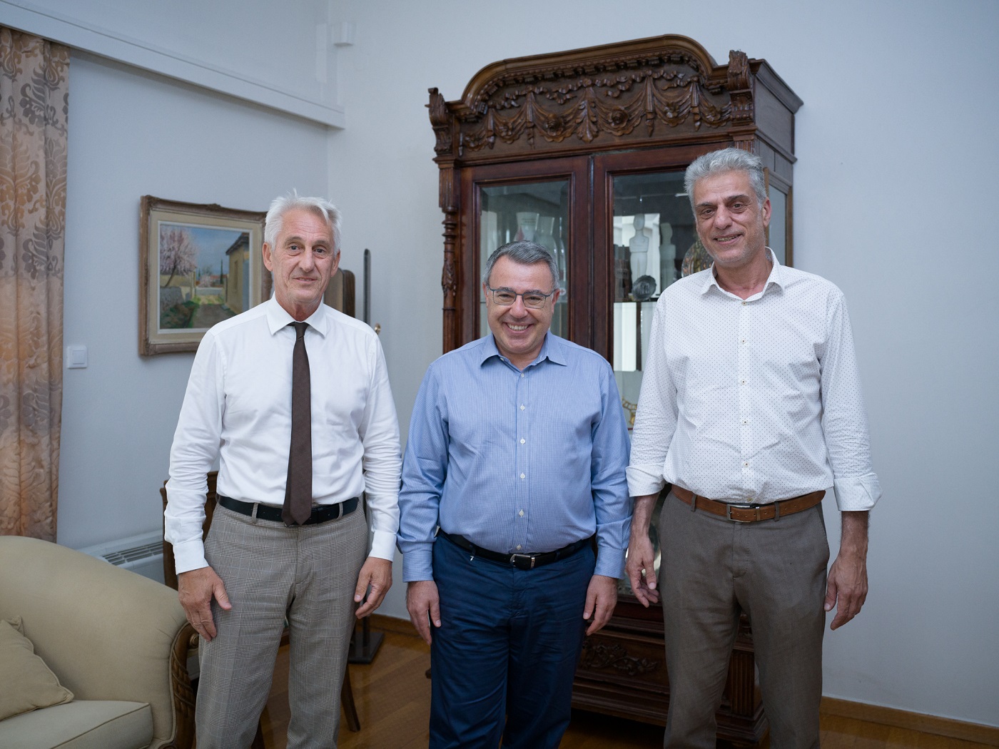  Ο Βασίλης Μαυρίδης με τον Βασίλη Ψάλτη και τον Δήμαρχο Ξάνθης, Εμμανουήλ Τσέπελη@ΔΤ